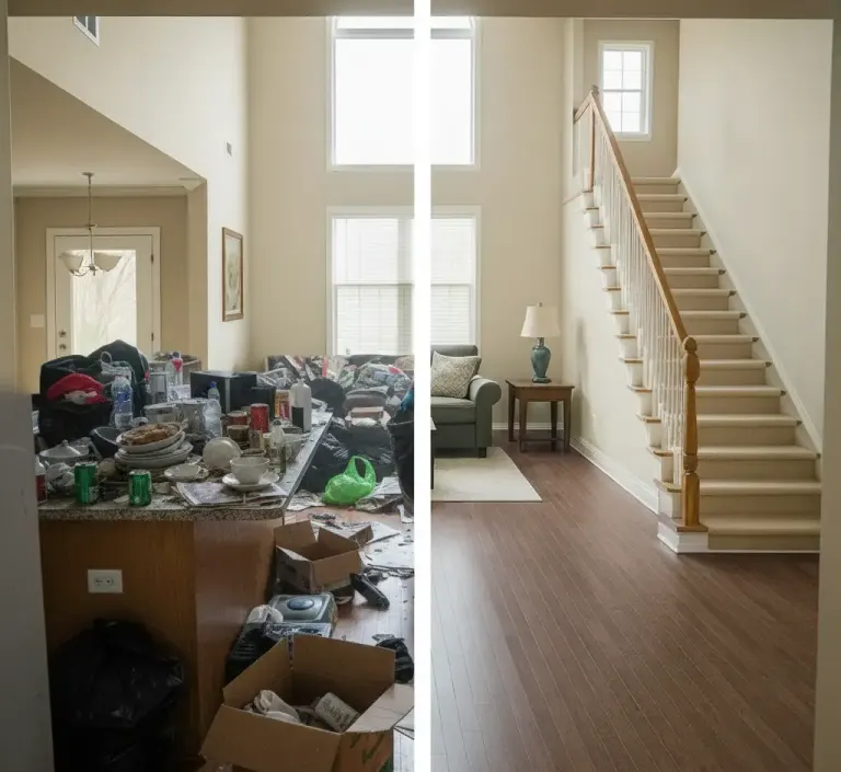 Before and after a hoarder cleaning job