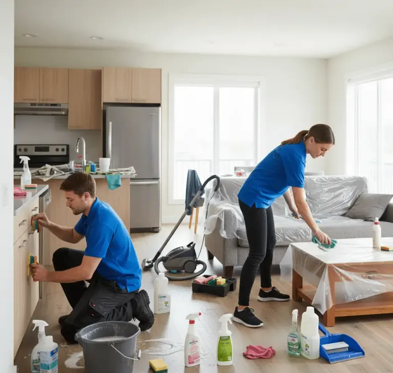 Cleaner carrying out a deep clean