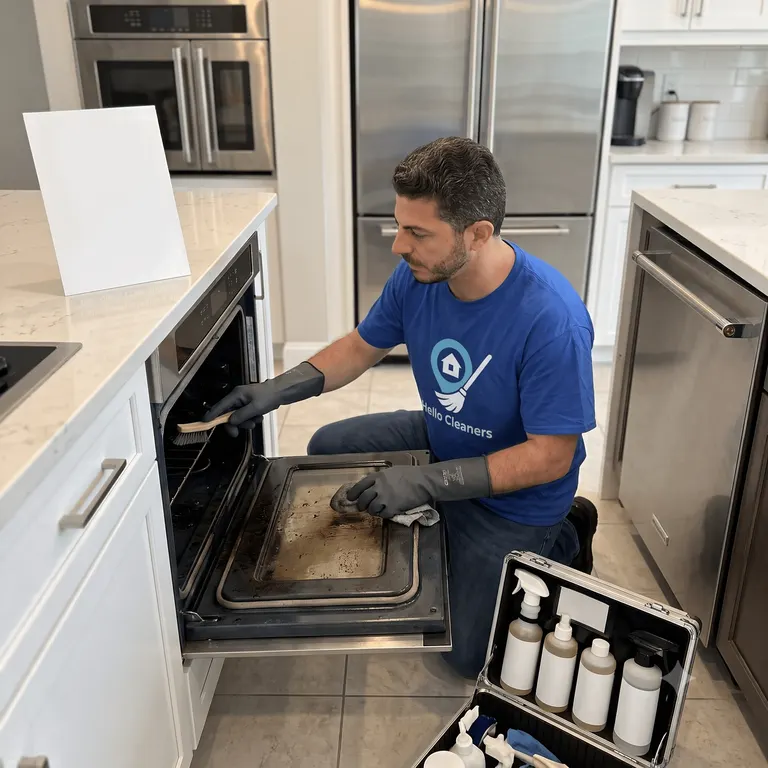 Appliance cleaning specialist at work